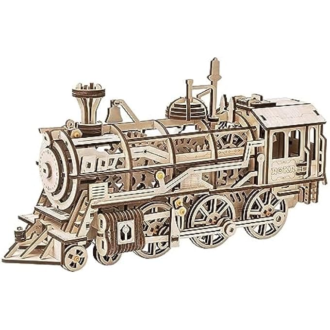 ROKR LOCOMOTIVE MECHANICAL WOODEN GEAR 3D PUZZLE KIT - Image 1